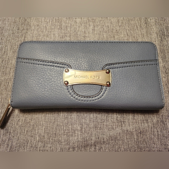 Michael Kors Handbags - Michael Kors Large Continental Zip Wallet- Sky Blue W/Silver Accents